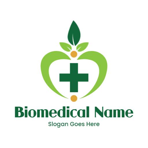 Green Nature-Inspired Biomedical Store Emblem with Heart Logo Template