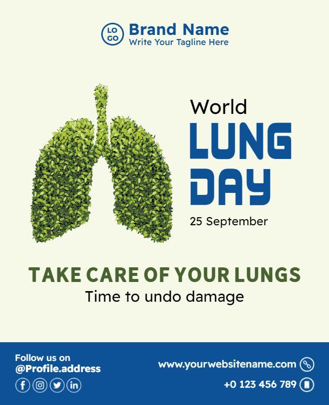 Green Nature-Themed World Lung Day Awareness Poster Template