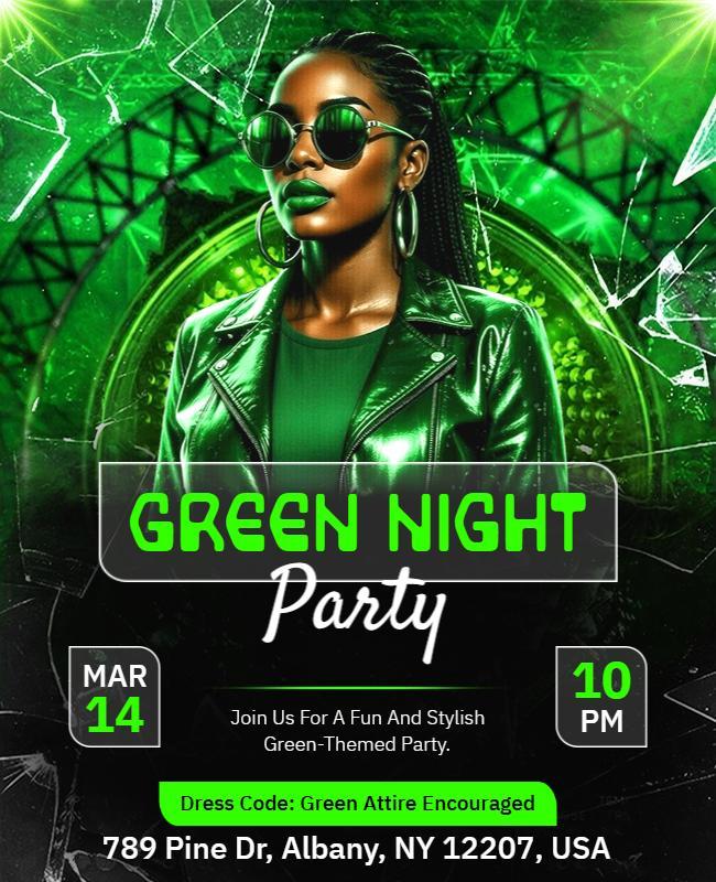 Green Night Party Event Flyer Template