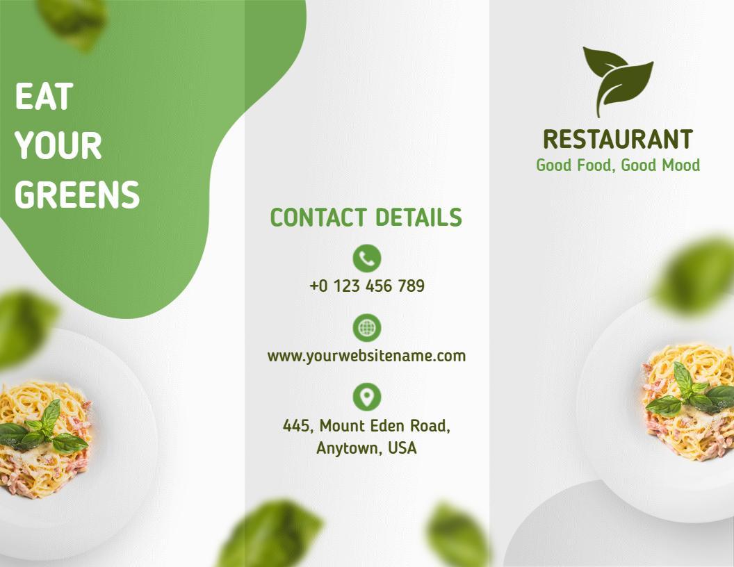 Green Organic Cuisine Fresh Meals Restaurant Brochure Template
