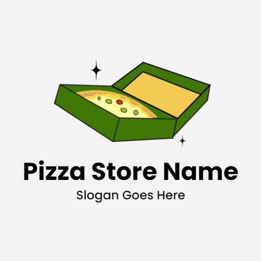 Green Pizza Box with Freshly Baked Pizza Inside Logo Template