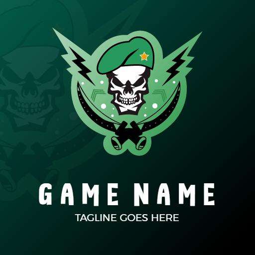 Green Skull with Lightning Bolts for Esports Competition Logo Template