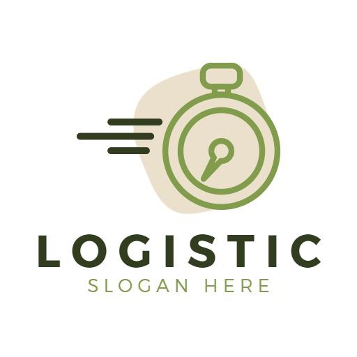 Green Stopwatch Design Representing Efficient Logistics Logo Template
