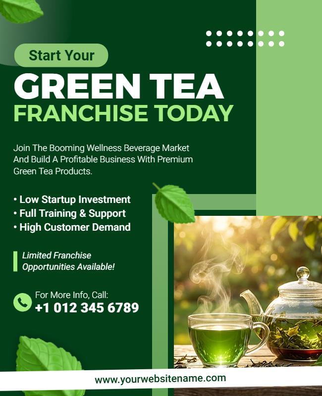 Green Tea Franchise Business Opportunity Flyer Template