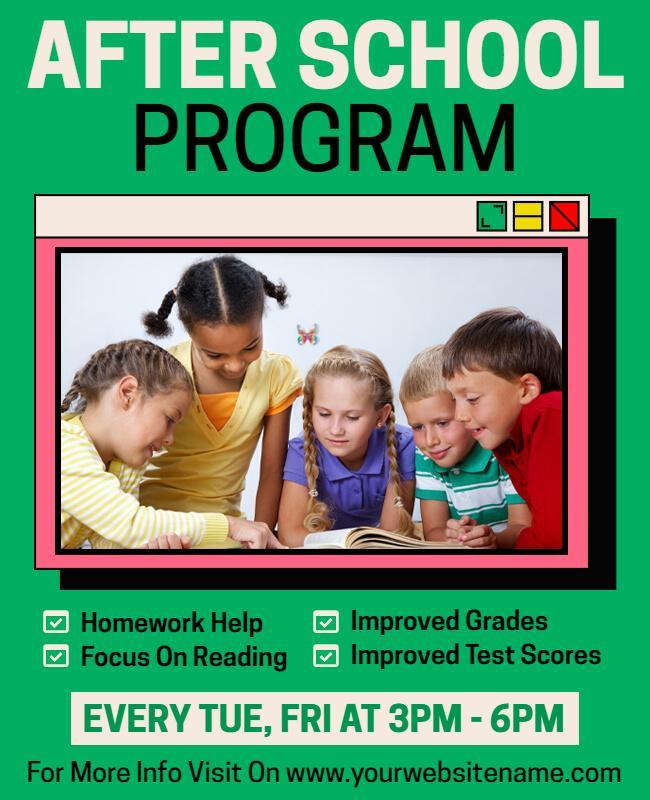 Green Teal and Bluish Green After School Flyer Template