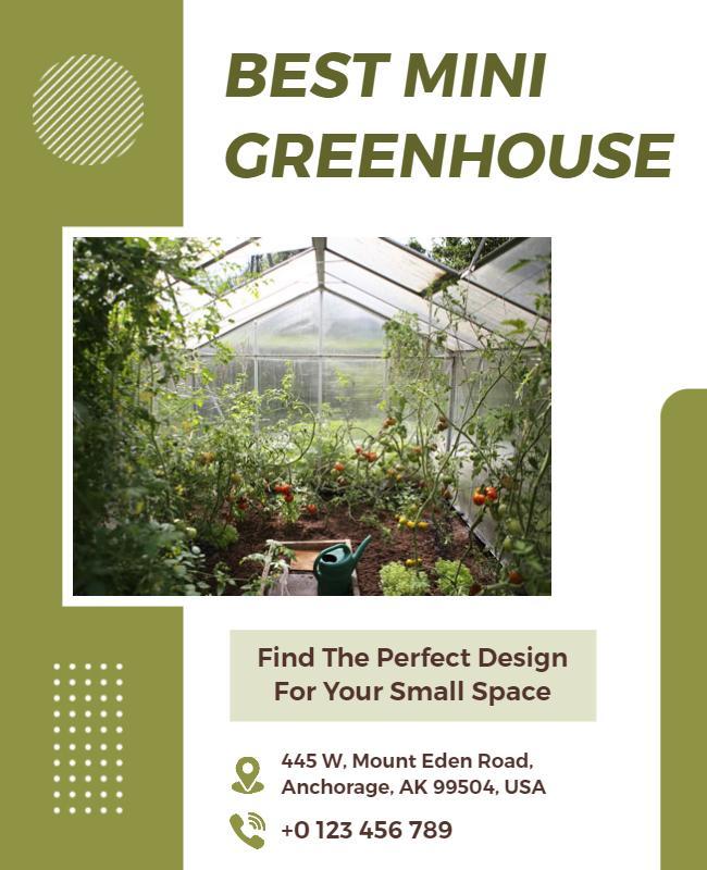 Green-Themed Mini Greenhouse Design Ideas Poster Template