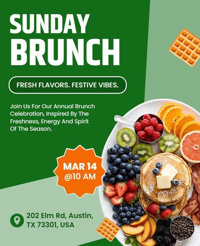 Green Themed Sunday Brunch Promotion Flyer Template