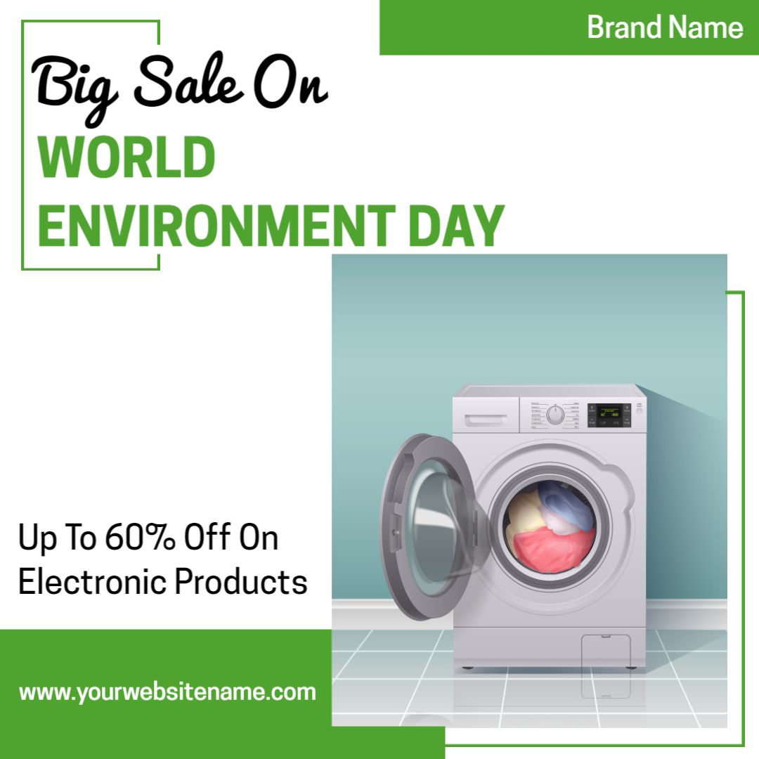 Green Themed World Environment Day Electronic Sale Ad Template