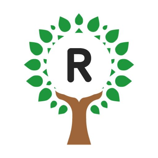 Green Tree Design Featuring Letter R for Alphabet Logo Template