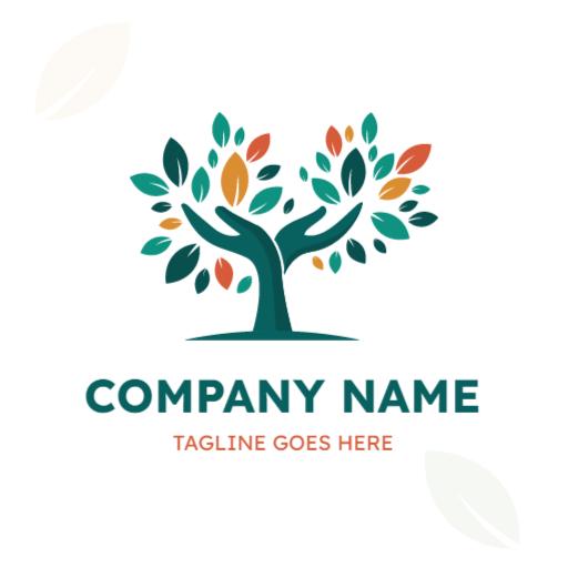 Green Tree with Hands Emphasizing Nature Care Logo Template