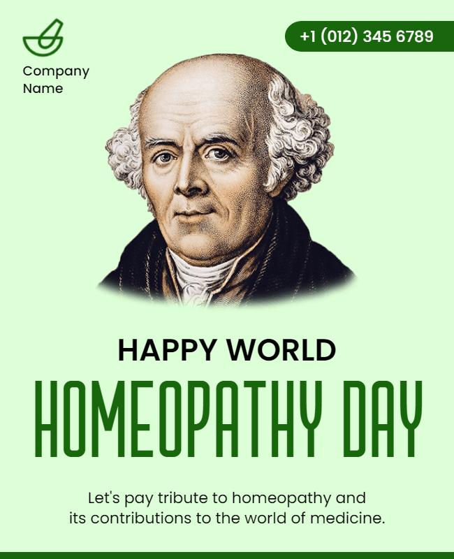 Green Tribute for Happy World Homeopathy Day Poster Template