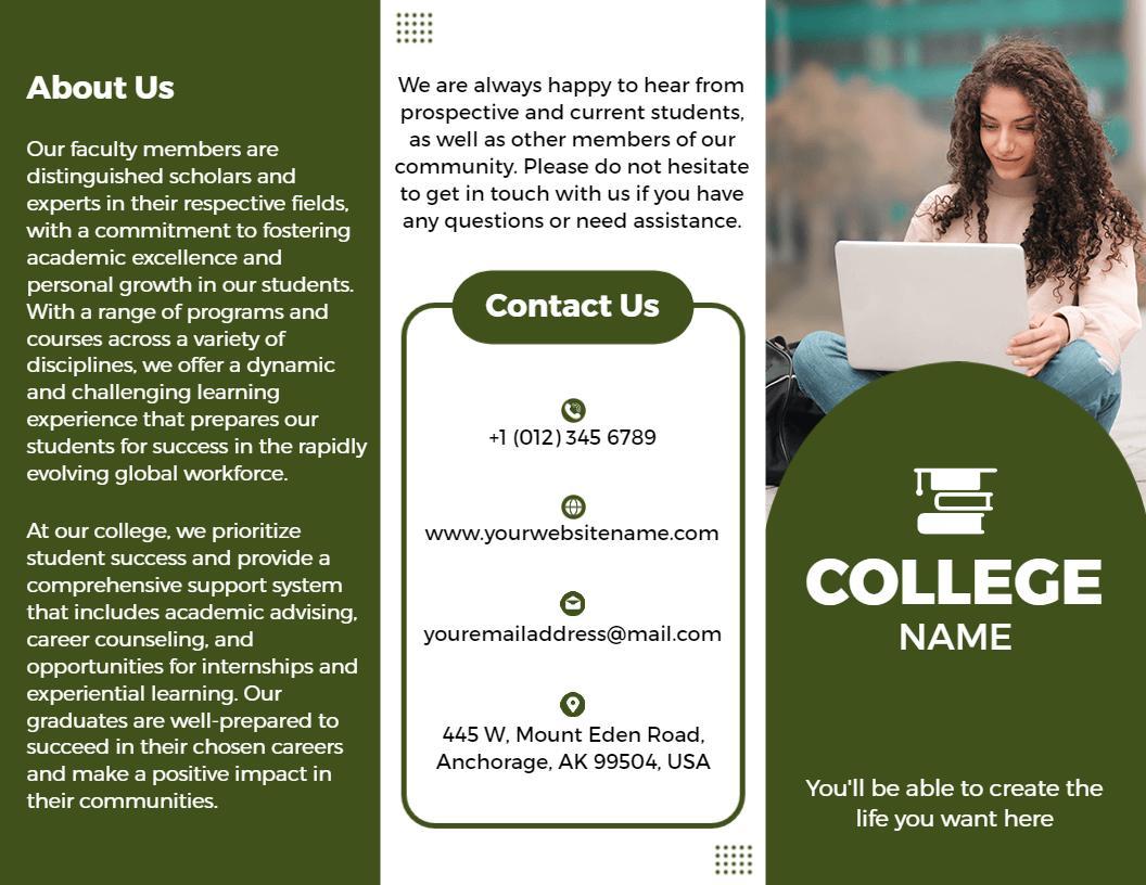 Green Vision and Mission College Student Support Brochure Template