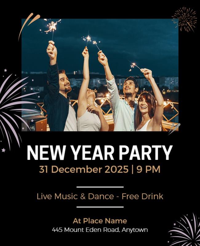 Green Vogue New Year Party Flyer Template