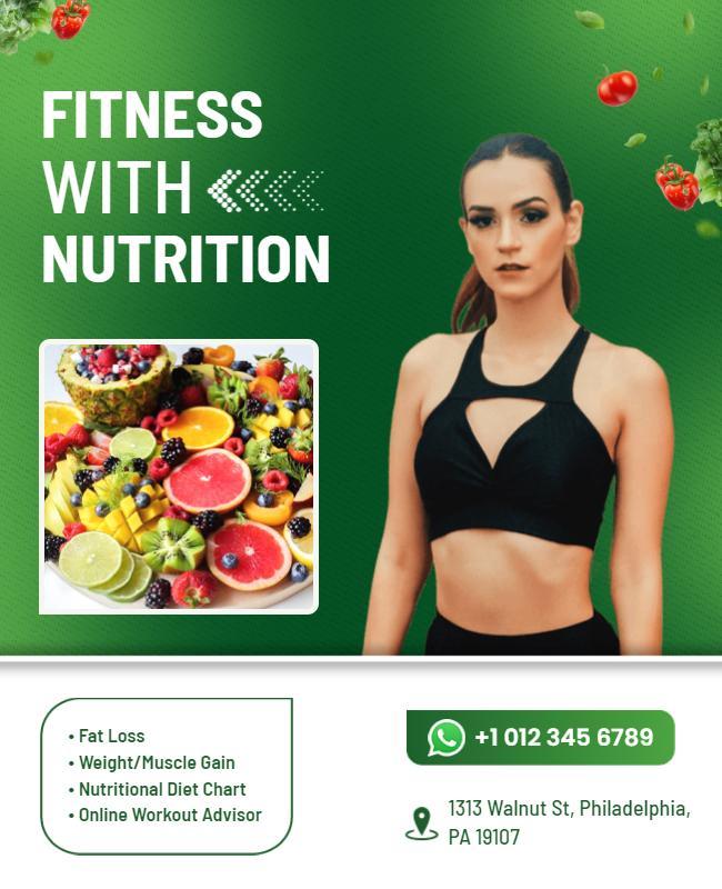Green Wellness Focus on Fitness and Nutrition Poster Template