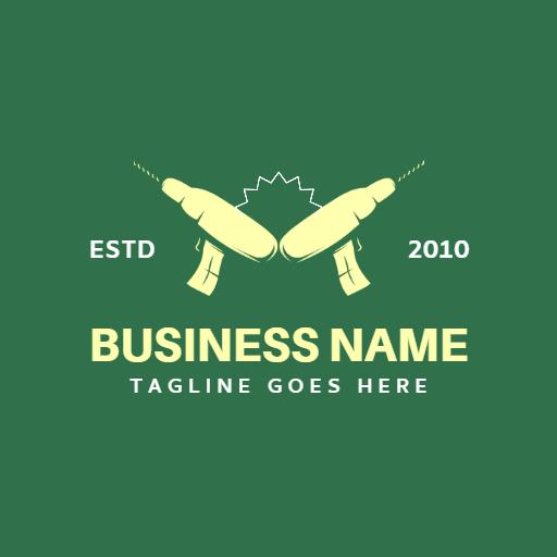 Green Workshop Design Featuring Tools for Creative Projects Logo Template