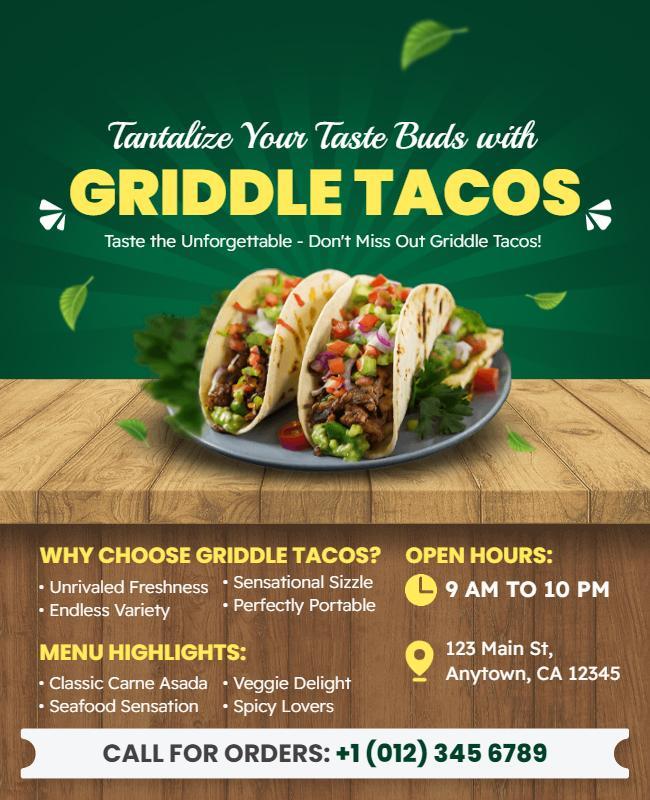 Griddle Tacos Promotional Flyer Template