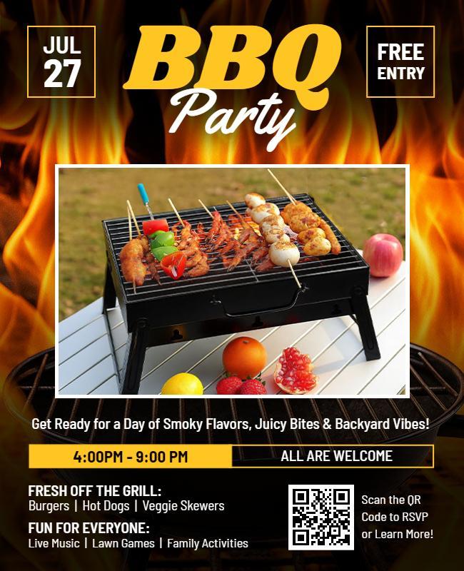 Grill and Chill BBQ Party Invitation Flyer Template