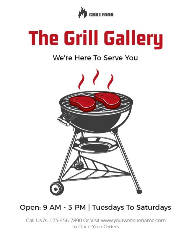 Grill Food Restaurant Opening Hours Flyer Template