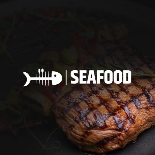 Grilled Fish and Fresh Ingredients Highlighting Seafood Logo Template