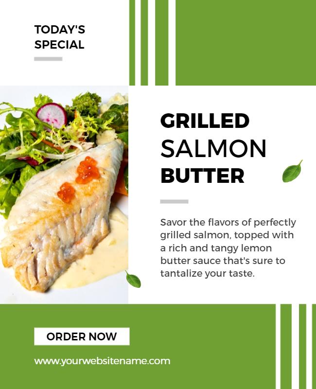 Grilled Salmon Butter Special Dish Flyer Template