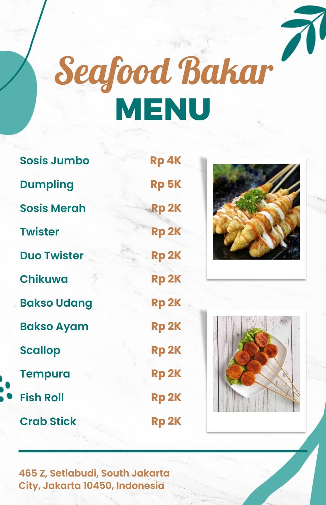 Grilled Scallops, Fish Rolls, and Succulent Seafood Delights Menu Template