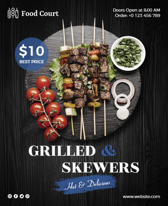 Grilled Skewers Food Court Flyer Template