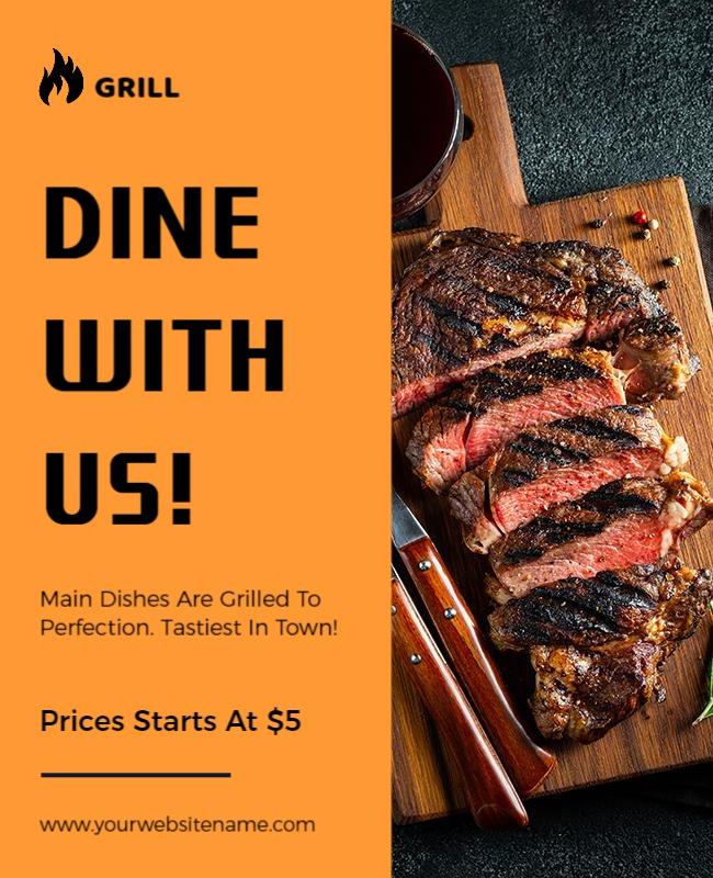 Grilled Steak Dining Promotion Flyer Template