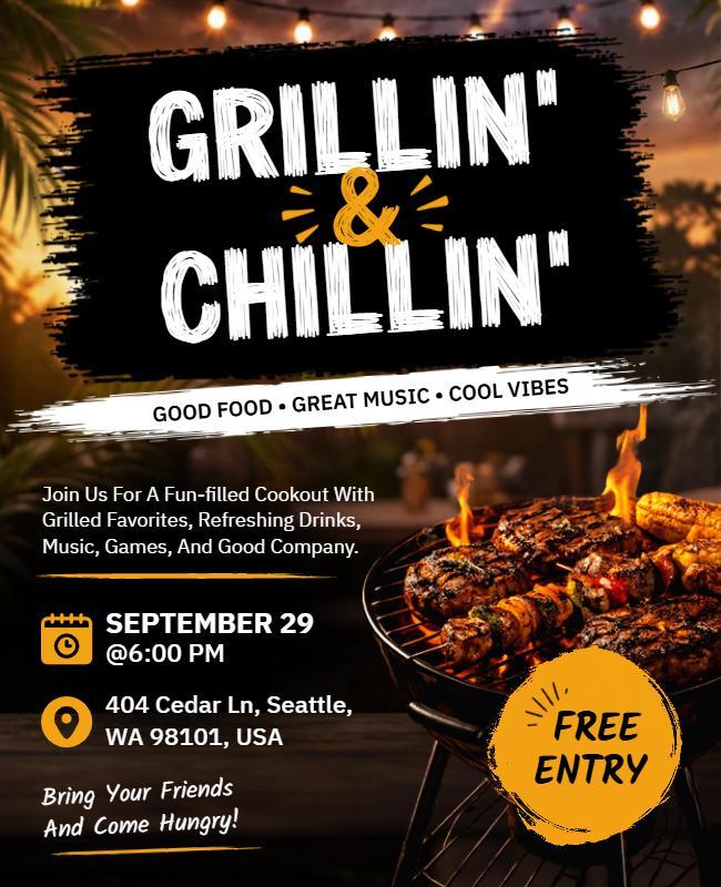 Grilling and Chilling Cookout Event Flyer Template