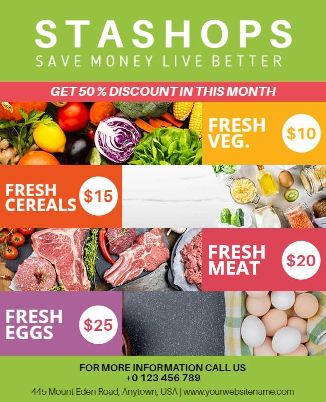 Grocery Store Discount Offers Flyer Template