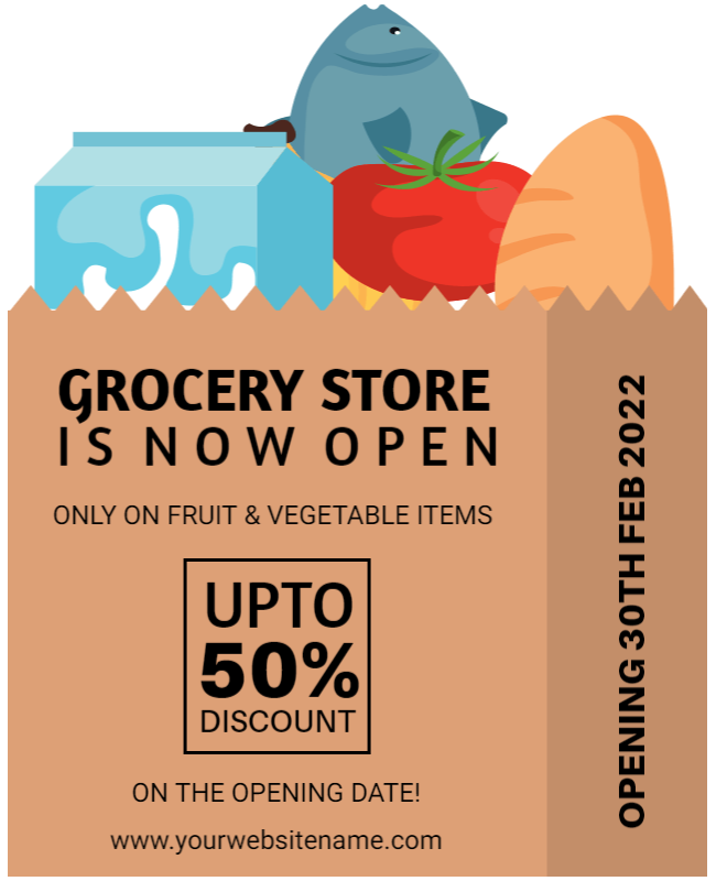 Grocery Store Grand Opening Discount Flyer Template