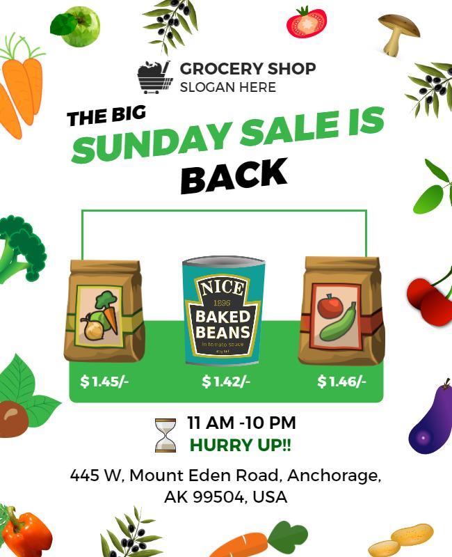 Grocery Store Sunday Sale Flyer Template