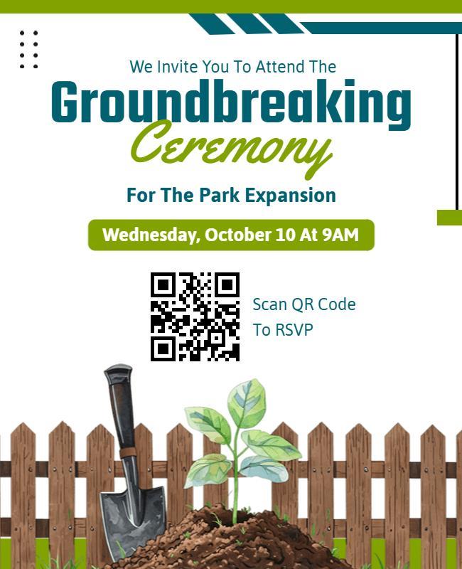 Groundbreaking Ceremony Park Expansion Invitation Flyer Template