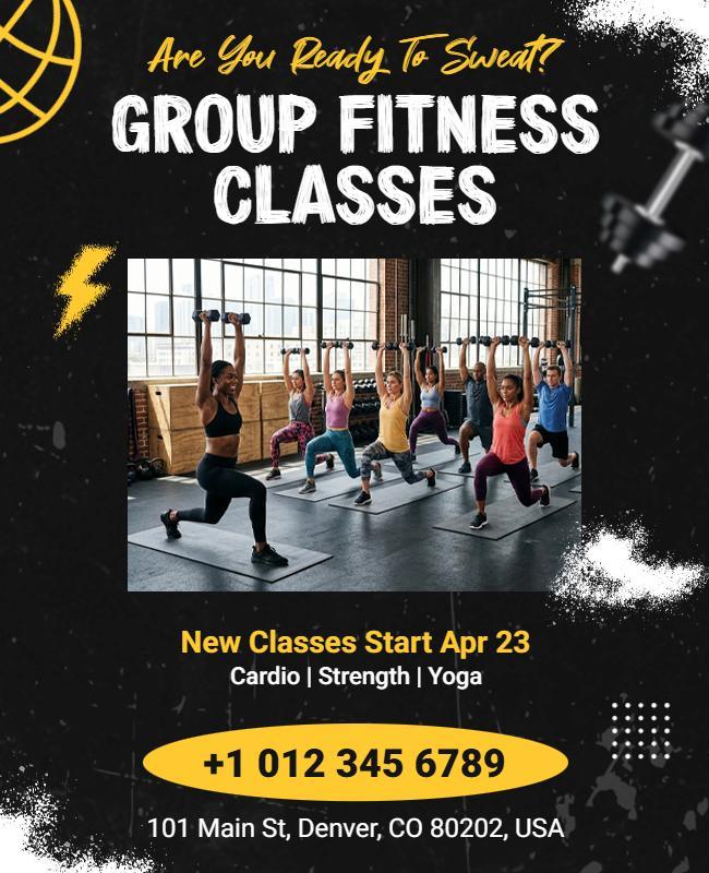 Group Fitness Classes Promotion Poster Template