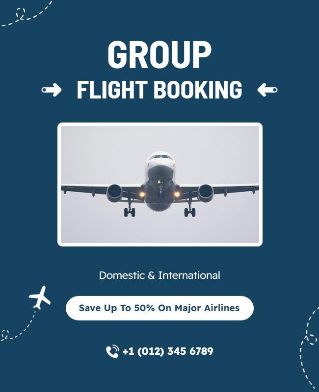 Group Flight Booking Promotional Flyer Template