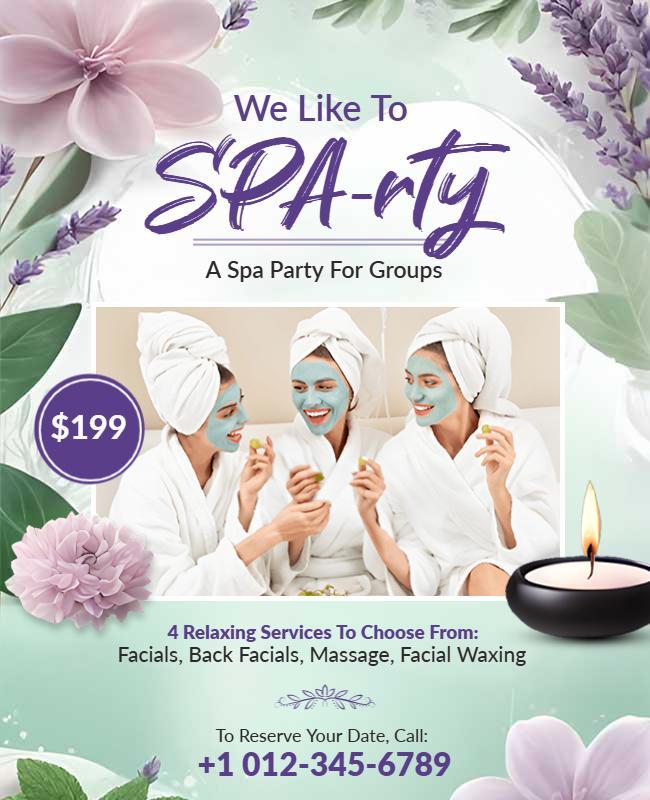 Group Spa Party Relaxation Event Flyer Template