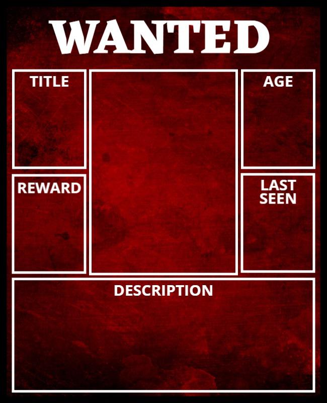 Grungy Red Vintage Wanted Poster Template