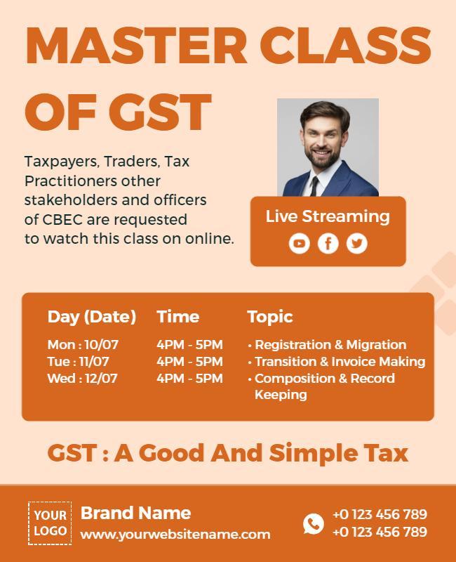 Gst Master Class Online Streaming Flyer Template