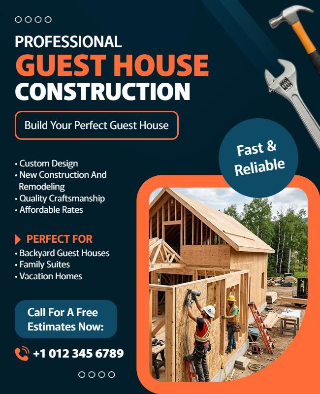 Guest House Construction Services Poster Template