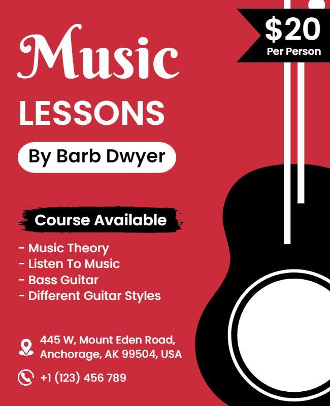 Guitar and Music Theory Lessons Flyer Template