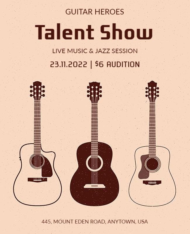 Guitar Talent Show with Jazz Music Flyer Template