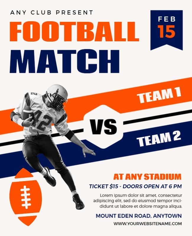 Gulf Blue Orange Blue Football Flyer Template