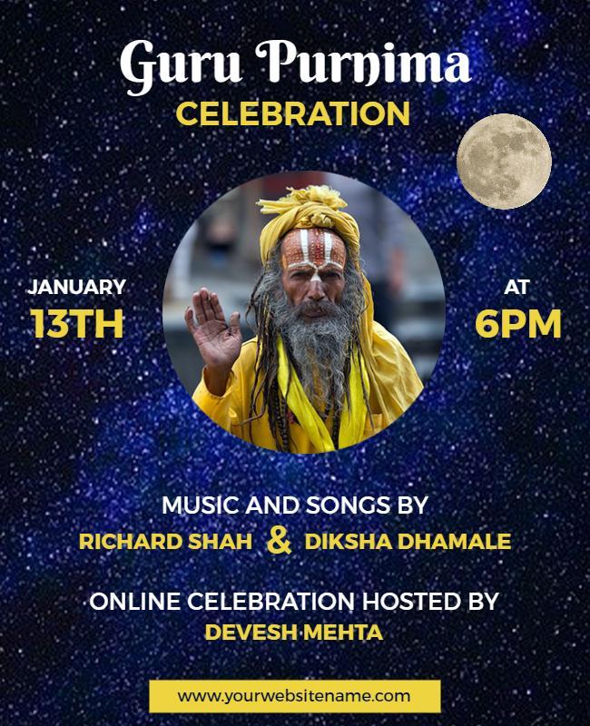 Cultural Spiritual Guru Purnima Celebration Flyer Template