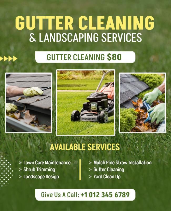 Gutter Cleaning and Landscaping Services Flyer Template