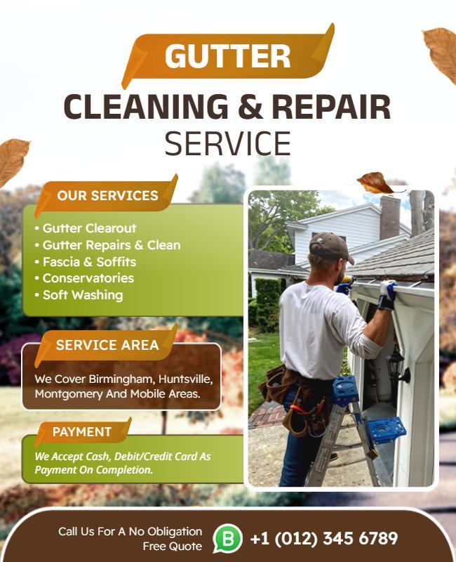 Gutter Cleaning and Repair Service Flyer Template