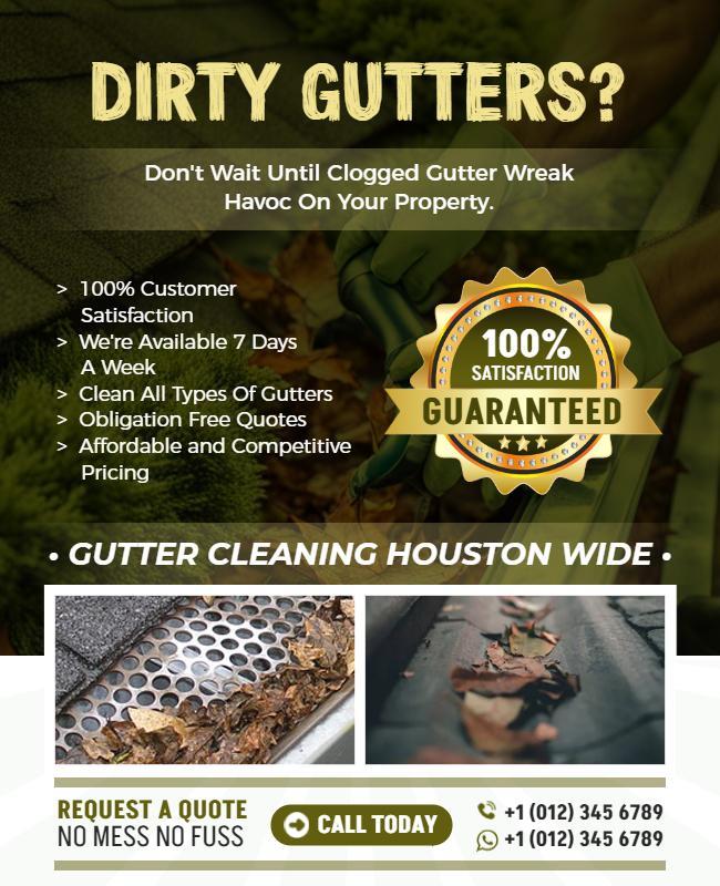 Gutter Cleaning Service Promotion Flyer Template