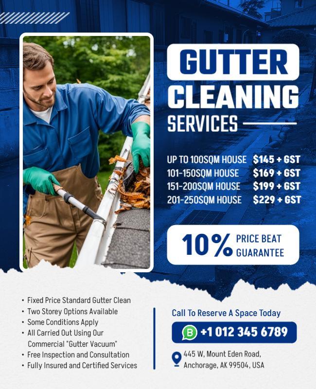 Gutter Cleaning Services Promotional Flyer Template