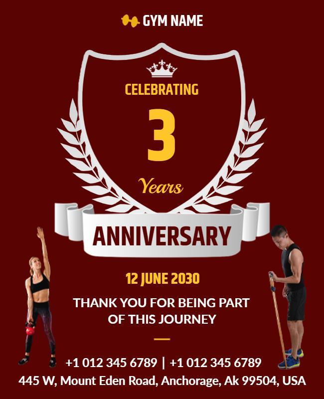 Gym Anniversary Celebration Event Flyer Template