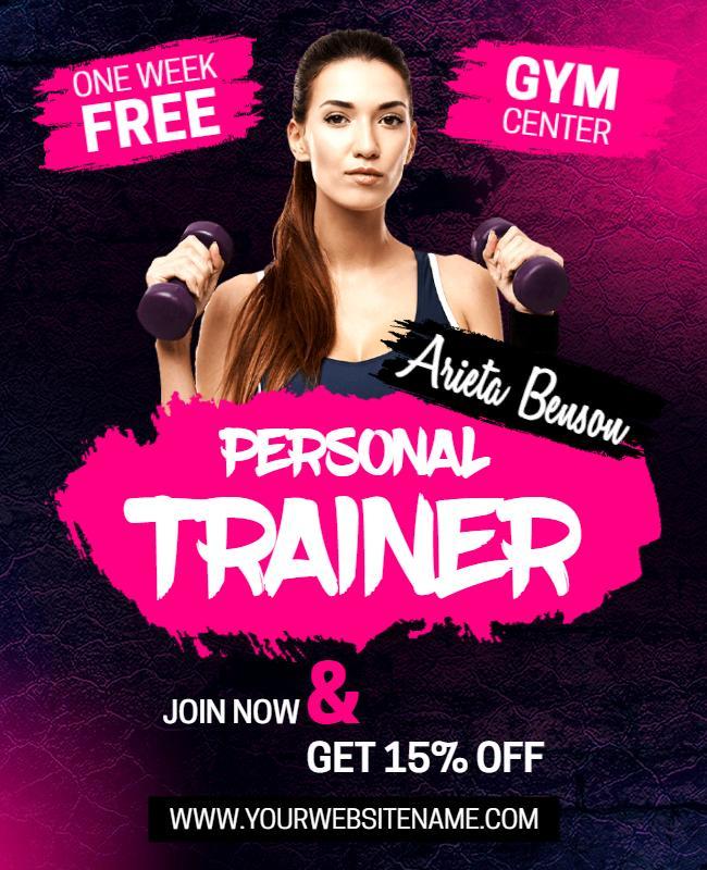 Bold Pink Fitness Personal Trainer Promotion Flyer Template