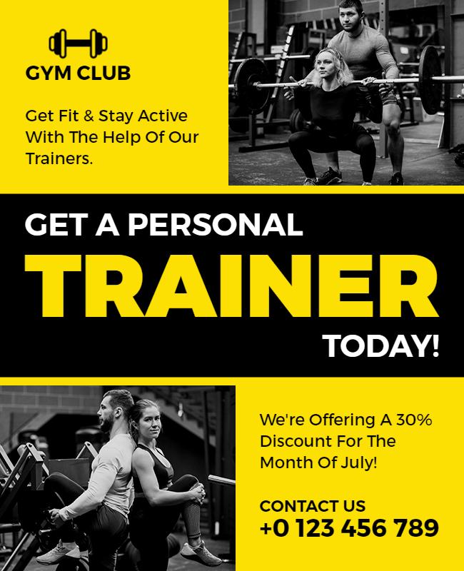 Gym Personal Trainer Flyer Template