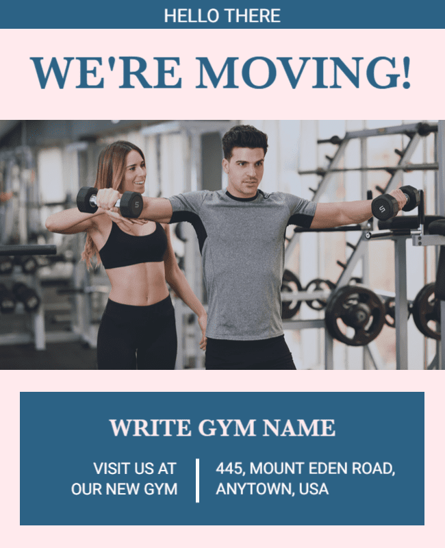 Gym Relocation Announcement Fitness Flyer Template